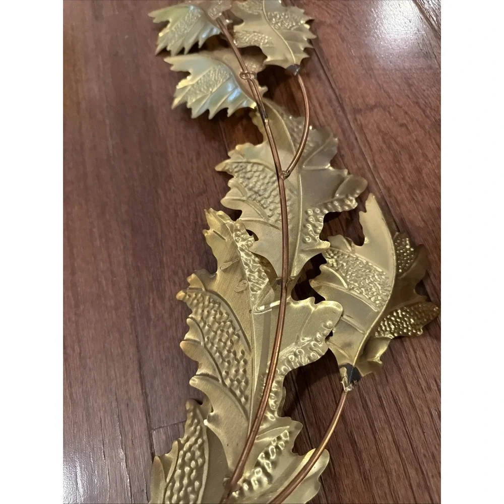 Vintage Brass HOMCO Home Interior Leaf Leaves Swag Wall Decor Hanging Set Of 2